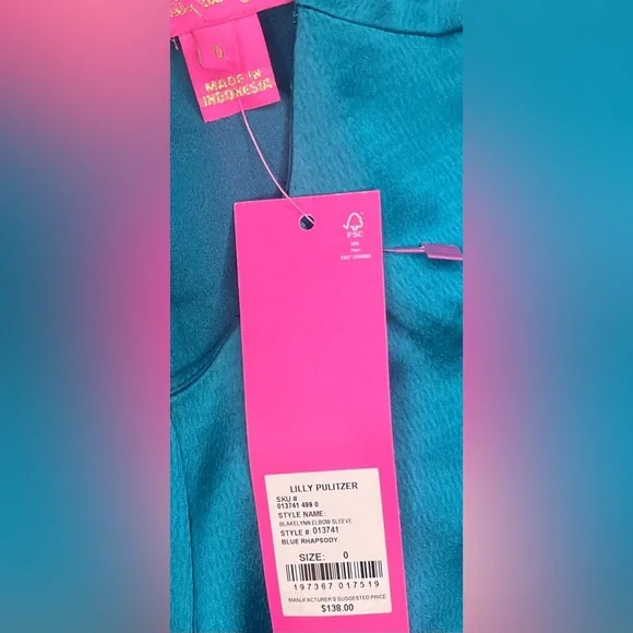 Lily Pulitzer. BLAKELYNN ELBOW SLEEVE. RHAPSODY BLUE. Size 0 - Picture 4 of 4